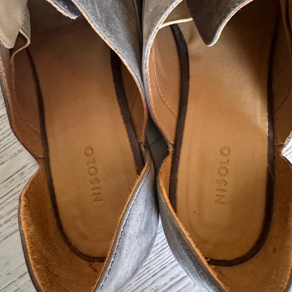 Nisolo Charcoal Leather Loafers Emma d'Orsay Oxford - Picture 6 of 8